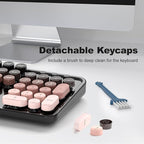 MOFII Wireless Keyboard and Mouse Combo, Full Size 2.4G Plug and Play Typewriter Retro Round Computer Keyboard and Mouse Set for Windows, Computer, Desktop, PC, Notebook - (BlackBerry Gradient)