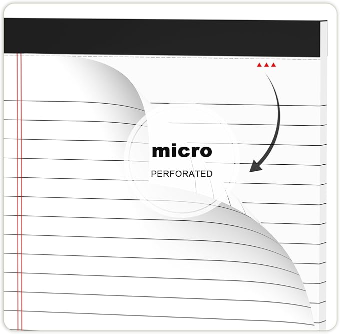AILZFEI 6pcs Small Note Pad 5x8 College Ruled Legal Pads Paper Notepads 6 Pack Study Back Writing Pads 5 x 8 Legal Pads Perforated Narrow Ruled Pads of Paper White