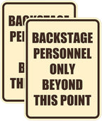 Portrait Round Backstage Personnel Only Beyond This Point Door or Wall Sign Easy Installation | Music | Concert | Festivals Sign (Ivory/Dark Brown) - Small (2 Pack)