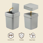 carrotez Mini Trash Can, Countertop Trash Can 2 Liter/ 0.5 Gallon, Mini Wastebasket, Garbage Container Bin for Coffee Area, Bathroom, Kitchen, Office, Tabletop- Grey