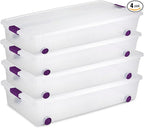 Sterilite 4-Pack 60 Quart ClearView Latch Box, Wheeled Underbed Organizer Bins with Latching Lids - Clear Plastic Organization Containers for Closet, Bedroom, Shelving Units and Everyday Home Storage