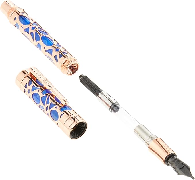 Conklin Endura Deco Crest Fountain Pen in Blue, Stub Nib, Premium Writing Instrument