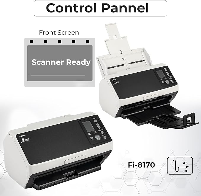 Fi-8170 Professional High Speed Color Duplex Document Scanner - Network Enabled, Scanner High Volume with Power Adapter + USB 3.2 Cable + Microfiber Cloth Included
