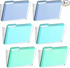 SUPEASY Clear Acrylic Single Pocket, Large Plastic Hanging Wall Mount File Holder Wall File Organizer for Mails, Document, Magazine, Letter Size for Office Home, 6 Pack