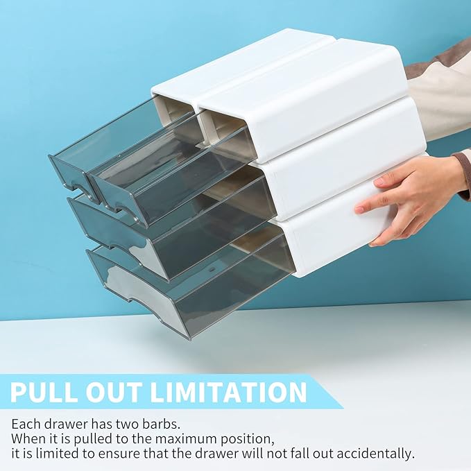 OSteed White Desktop Drawers for Paper, Stackable Office Storage Drawers for Desk, Craft Organizer and Storage Bins, 4 Mixed Storage Container with Plastic Drawers for Office Supplies Desk accessories