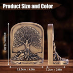 Resin Tree of Life Bookends Set, 2Pcs Decorative Non-Skid Book Ends for Heavy Books, Shelves, Bookcase or Desk - Antique Bronze Color Home Décor Gift, Library and Office Decor