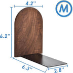 Lauvee Book Ends, Sturdy Wooden Bookends for Shelves - Heavy Duty Non-Slip Book Organizers, Decorative Bookend Holders for Home Office, Library, Black Walnut Universal Economy Bookend, Medium, 1 Pair