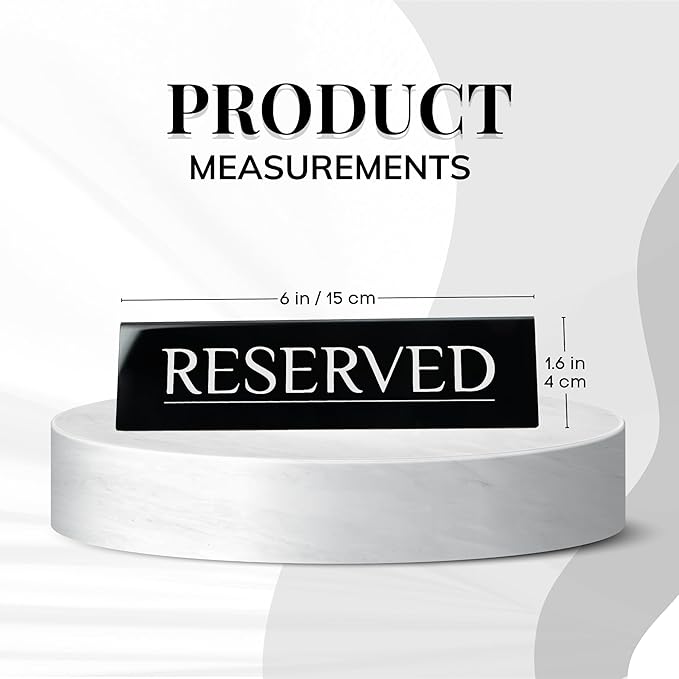 12 Reserved Table Signs – Black Stainless Steel with Silver Mirror Lettering | Elegant, Durable & Reusable Reserved Signs for Wedding Receptions & Restaurants | Wedding Accessories & Restaurant Supplies by Adaptic Group®