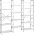 SUPERJARE Triple 5 Tier Bookshelf, Bookcase with 14 Open Display Shelves, Wide Book Shelf Book Case for Home & Office, White
