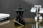 CYXStar Roman Praetorian Prefect Warrior Knight Pen Holder Desk Ornament Resin Praetorian Guard Mobile Phone Stand Desk Accessories and Organizer for Office with a Letter Opener (Black)