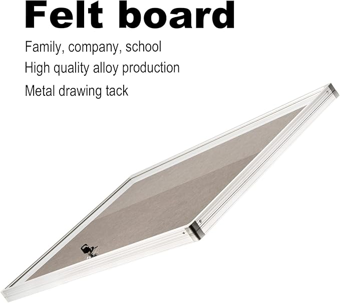 BEST BOARD Enclosed Bulletin Board Lockable Display Case Message Board with Locking Door for Indoor, Grey Felt, Aluminum Frame, 36 X 24 in