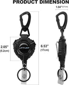 LATTHANT ID Badge Holder Retractable, 2 Pack Heavy Duty Badge Reel with 31.5 inch Steel Cable, 360-Degree Rotating Carabiner Clip for Office ID Cards, Work Security Access, Professional Workplace Use