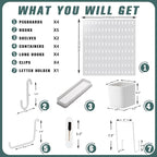 MULSAME Pegboard Combination Kit, 25.2" x 25.2" Wall Mounted Storage Set with 4 Pegboards & 20 Accessories Hanging, Peg Boards Organizer