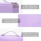 Vomgomfom Colored Pencil Case - 252 Slot Pencil Holder with Zipper Closure Deluxe PU Leather Large Capacity Case for Watercolor Pens or Markers, Artist Organizer (Purple)