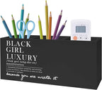 Exqcom Black Girl Luxury Inspirational Pen Pencil Holder, Desk Accessories Gifts for Black Women, African American Positive Affirmations Pencil Pen Holder Organizer for Home Office