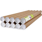 2" x 36" Reinforced Kraft Paper Mailing Tubes, Pack of 10 Tubes with 2 Caps Each – USPS Approved Poster Tube – Made in USA Cardboard Tube for Shipping and Storing Posters, Prints, Artwork, Documents