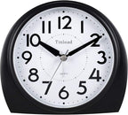 Tinload 5.5" Large Analog Alarm Clock Silent Non Ticking, Gentle Wake, Beep Sounds, Increasing Volume, Battery Operated Snooze and Manual Light, Easy Set, Black (Best for Elder)