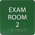ADA CENTRAL SIGNS - 6" X6" Exam Room 2 Sign - ADA Compliant Tactile Graphics Grade 2 Braille Text Acrylic Wall Signs - Educational Institution Directional Assistance Test Center Door Sign for Schools