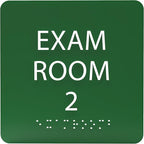 ADA CENTRAL SIGNS - 6" X6" Exam Room 2 Sign - ADA Compliant Tactile Graphics Grade 2 Braille Text Acrylic Wall Signs - Educational Institution Directional Assistance Test Center Door Sign for Schools