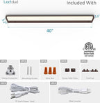 Leetdud LED Under Cabinet Lighting Hardwired or Plug in, 40 Inch 20W, Dimmable 5 Color 2700K/3000K/3500K/4000K/5000K, Linkable Eyes Care Design Counter Lights for Kitchen, Sink, ETL Listed, Bronze