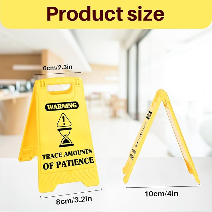 Funny Office Desk Accessories,Office Cubicle Decor,Phone Holder Mirror Acrylic Table Signs,Workplace Caution Desk Decor for Women Men Coworker Teammate Manager Employee Assistant Leader (Patience)