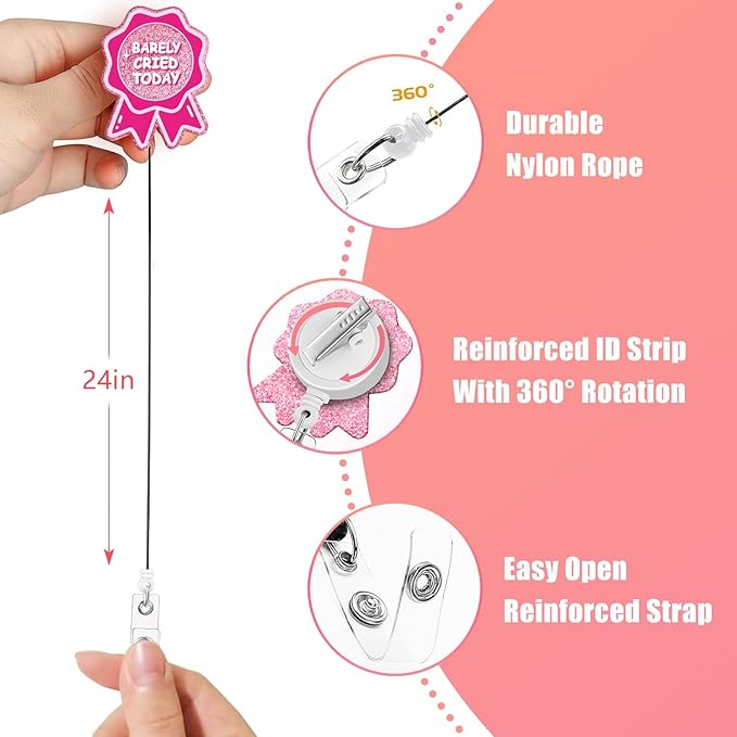 Aoryalps Retractable Badge Reel Holder Retractable with ID Clip for Nurse Nursing Name Tag Card Nursing Student Teacher Doctor Medical Assistant Work Office Clip-Gifts for Nurse