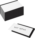 Realth C Channel Magnetic Label Holders 30 Pack 3'' x 4'' with Paper Inserts and Clear Plastic Protectors, Magnetic Data Card Holders File Cabinet Labels for Metal Racks and Shelves