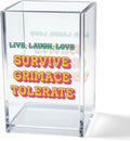 Vgrti Live Laugh Love Funny Anti Cliche Acrylic Cosmetic Pencil Pen Holder Cup, Funny Sarcastic Desk Acrylic Brushes Storage Gifts for Woman Friend Colleague Boss Teacher, Daughter Graduation Gifts