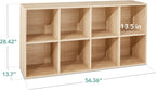 Best Choice Products 8-Cube Storage Organizer, 13.5in Shelf Opening, Bookcase, Display Shelf, Customizable w/ 2 Removable Back Panels – Light Oak