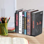 Metal Bookends Black 6 Pair - Heavy Duty Book Stoppers for Shelves - Decorative Book Ends
