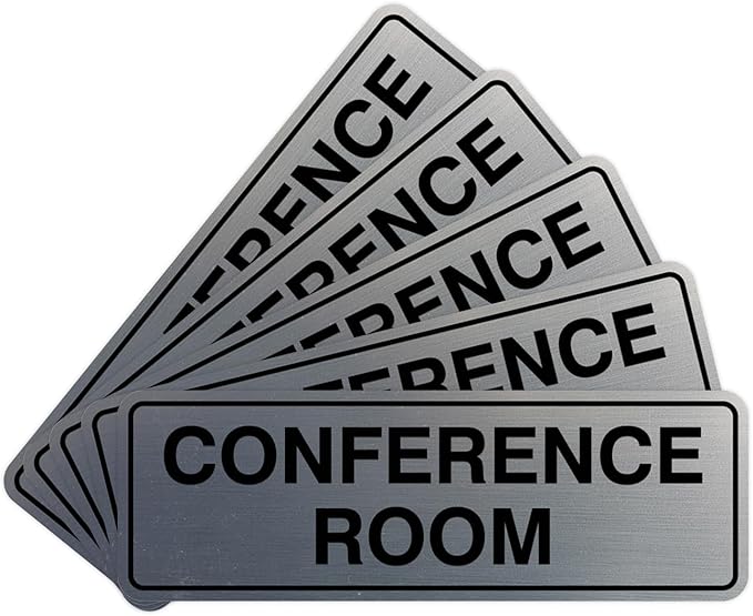 Standard Conference Room Sign - Silver - Large 5 Pack