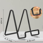 Decolore 4 Pack 4 Inch Black Metal Display Stands Square Plate Holder Display Stand Frame Stand for Picture, Decorative Plate, Photo Easel and Artistic Work