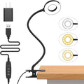 iZELL Desk Lamp, [3 Color Modes & 10 Brightness] LED Reading Light with Clamp, Silicone Flexible Arm Book Light for Kids Reading Book in Bed at Night Clip on Table, Headboard, Dorm - 15.8‘’ Black