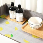 Lemon Print Shelf Liner with Green Leaf – Non-Adhesive Waterproof Drawer and Cabinet Liner – Decorative Kitchen Shelf Paper for Pantry, Closet, Cupboard, Countertop