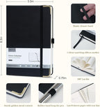 ONAVIA A5 Black Lined Journal Notebook - 100 GSM Thick Paper, 8 Pack Hardcover Journaling Notebooks for Writing, Work, Travel, College Ruled Journals for Women & Men, PU Leather Note Books, 5.5”x8.3”