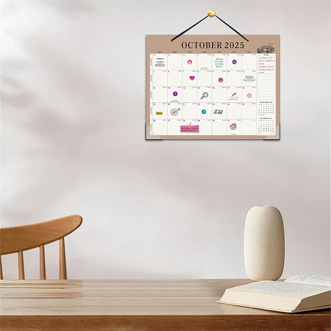 Gannyfer Desk Calendar 2026, Magnetic Calendar for Refrigerator, 18 Monthly Wall/Fridge/Desk Calendar 2026 with Hanging String, Magnetic Stripe, 3 Stickers, 2026 Calendar for Office, Home or School (14" x 11")