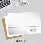 LUXPaper 9" x 12" Presentation Folders | Two Pocket | White Gloss | 14pt. Cover | 25 Qty