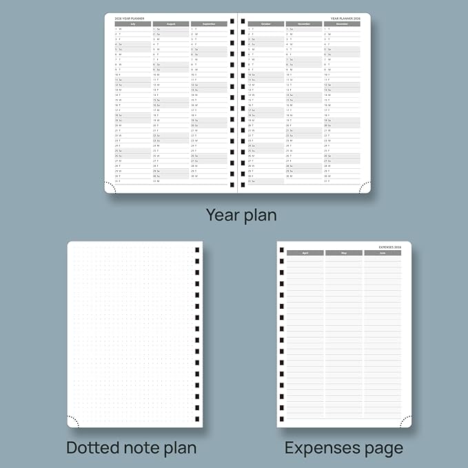 POPRUN 2026 Planner Daily Weekly and Monthly Calendar with Hourly Schedule(Medium Size 8.5'' x 6.25'' Wire-Bound Hard Cover) - Agenda 2026 (Jan.2026-Dec.2026), Monthly Tabs - Burgundy