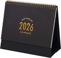 Large Desk Calendar 2026, Standing Flip Medium Desktop Calendar from Now to December 2026 - Metal Ring Twin-Wire Binding Monthly Desk Calendar for Home Office School, 9.9" × 8.7"(L-Black)