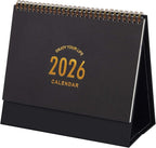 Large Desk Calendar 2026, Standing Flip Medium Desktop Calendar from Now to December 2026 - Metal Ring Twin-Wire Binding Monthly Desk Calendar for Home Office School, 9.9" × 8.7"(L-Black)