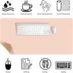 Bloss Pink Desk Mat, Leather Desk Pad, Desk Matt for Desktop, Waterproof Desk Pad Mat, Computer Mat for Office Work/Home/Decor/Desk Protector/Cover(31.5 x 15.7 Inches)