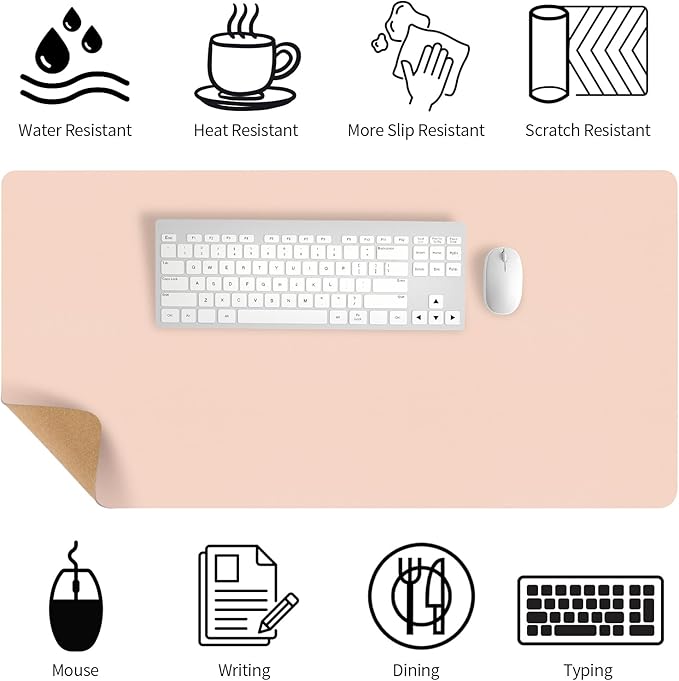 Bloss Pink Desk Mat, Leather Desk Pad, Desk Matt for Desktop, Waterproof Desk Pad Mat, Computer Mat for Office Work/Home/Decor/Desk Protector/Cover(31.5 x 15.7 Inches)