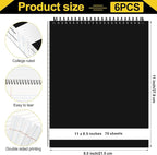 Resurhang 6 Pcs Legal Pad Top Spiral Bound Notebook 70 Sheets Double Sided College Ruled Paper Notepad Memo Steno Pad with Stiff Cover for Business College(8.5 x 11 Inches,No Holes,White)