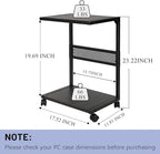 Bfttlity PC Stand Computer Tower Stand 2-Tier Metal CPU Holder with Locking Caster Wheels Suitable for Most PC (S,Black)