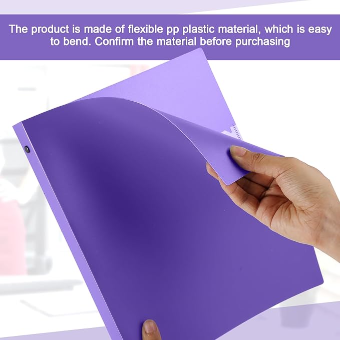 Henoyso 48 Pcs 3 Ring Binder 0.5 Inch Round Fits Letter Size 8.5'' x 11'' Paper Plastic Flexible Binder Bulk Holds 140 Sheets with 1 Pockets Versatile Organizer for Home Office School (Purple)