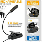 VAVOFO Clip On Rechargeable Reading Light, 7 LEDs with 3 Colortemperature 9 Brightness Levels Book Lights for Reading in Bed with Power Indicator for Bookworms (2 Pack Black)