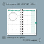 POPRUN 2026 Pocket Planner (Slim Size 3.5" x 6.5") Weekly and Monthly Calendar for Purse, with Hourly Time Slots, 100GSM Thick Paper, Spiral Soft Cover, Pen Holder - Pink
