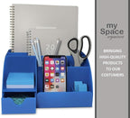My Space Organizers Blue Desk Organizer, 9 Compartments, Office Supplies and Desk Accessories Organizer, Pen Holder Decor Desktop (Blue)