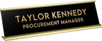 Custom Engraved Desk Plate | Personalized with your Name and Title | Perfect Decor for Office, Business, or Home | Multiple Font and Color Options | 2x8" or 2x10" (Black w/Gold Letters, 2x8")
