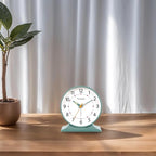 Tinload 4.5" Antique Retro Analog Alarm Clock, Small Silent Bedside Desk Clock with Manual Light, Battery Operated, Snooze, for Living Room, Bedroom, Bedside, Desk(Green)